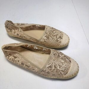 Designed by OLLIO Women's Embellished Mesh Espardrilles Cream Color Size 8.5M